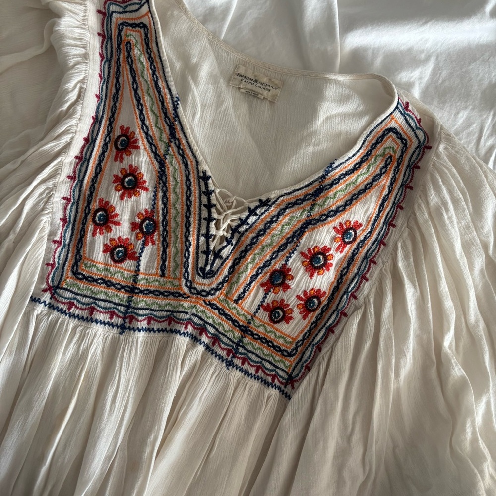 Denim & Supply Ralph Lauren Cream Embroidered Top
